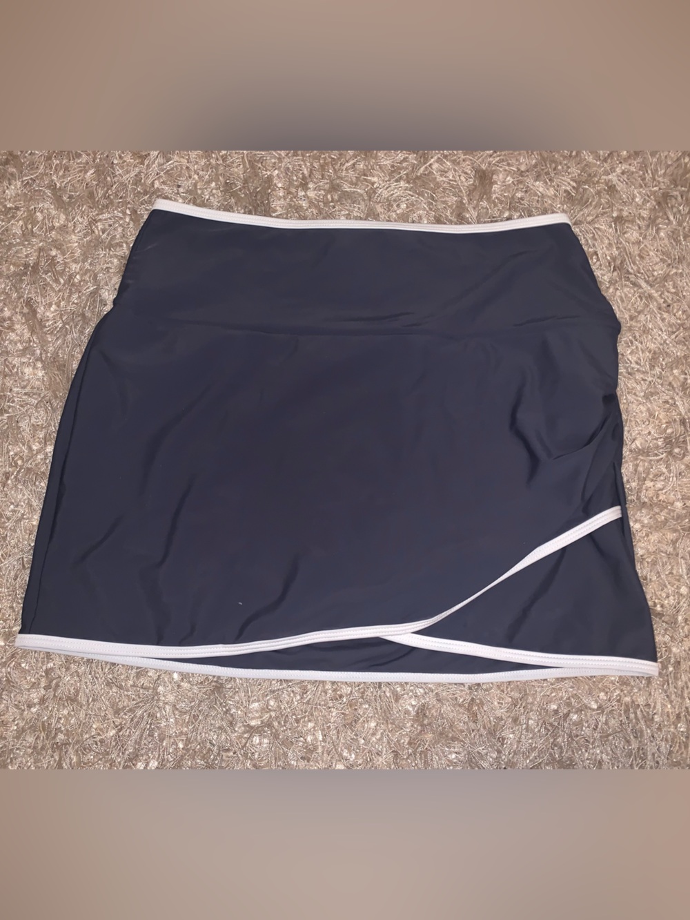 Navy/Gray and White Bikini Skirt size L NWOT